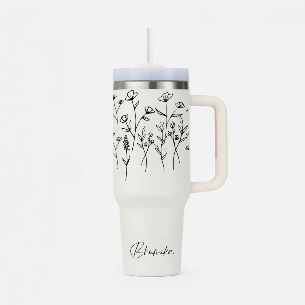 Personalized FleurFlow™ Tumbler with Straw & Lid - Memories Insite